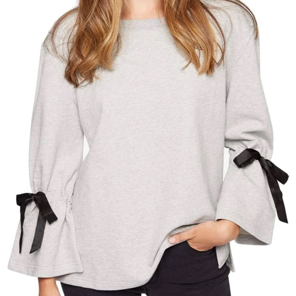 Sanctuary Womens Bell Sleeve Heathered Sweatshirt Size L